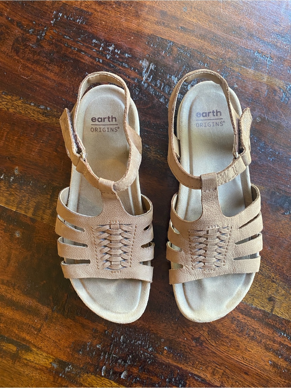 Earth origins etsaila leather sandals women’s size 8.5 tan comfort fisherman - Picture 2 of 8